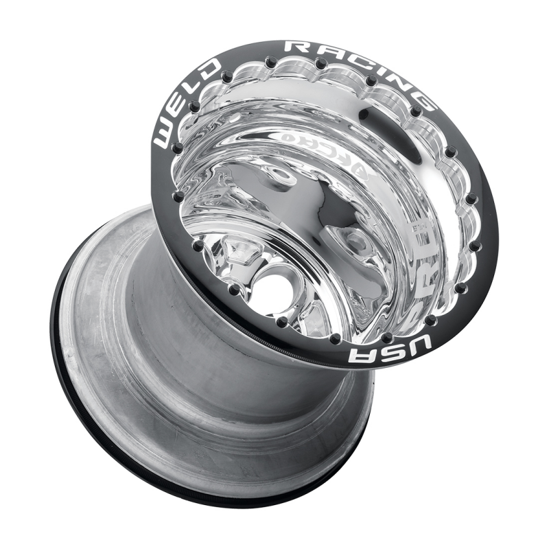 Weld Alpha-1 Pro 15x14 / 5x4.75 / 2 BS / 3.18 HB - Black Center - Polished Shell - DBL MT Wheel