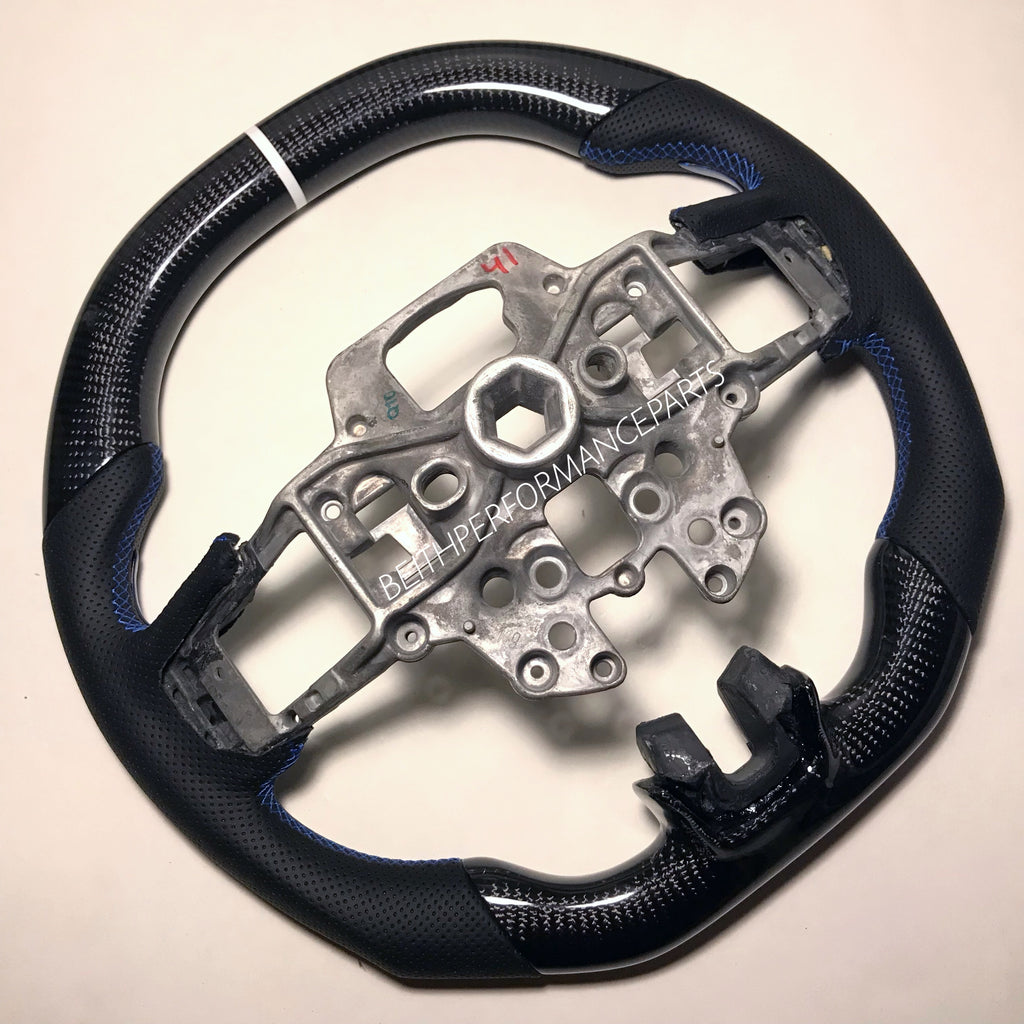 2015-17 Ford Mustang – Carbon – White Stripe , Blue Carbon Inserts