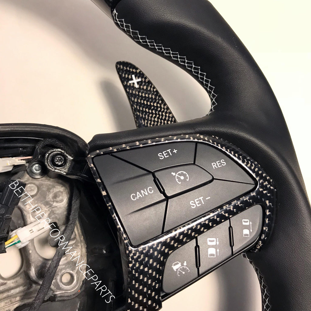 2015+ Dodge Charger/Challenger – Carbon – Grey Stitching , Grey Stripe