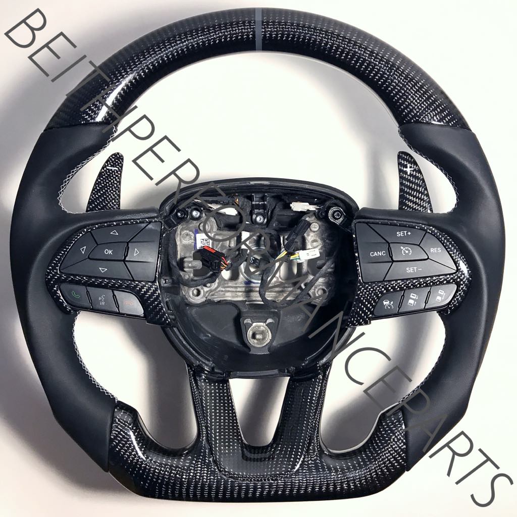 2015+ Dodge Charger/Challenger – Carbon – Grey Stitching , Grey Stripe