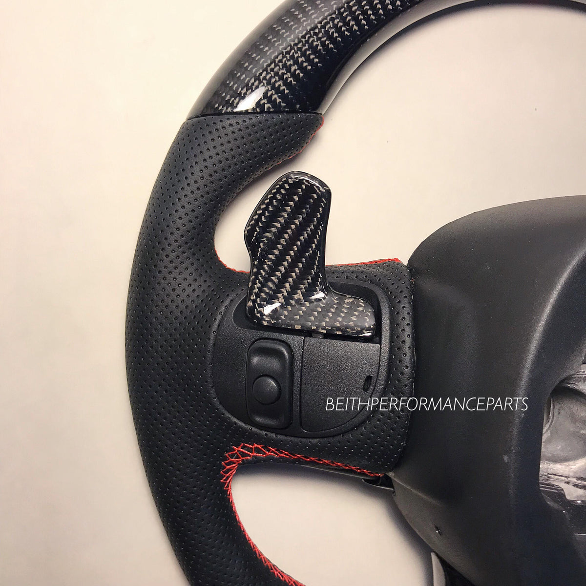 2015+ Dodge Charger/Challenger – Carbon – Red Stitching, Red Stripe, Carbon Hellcat Paddles!