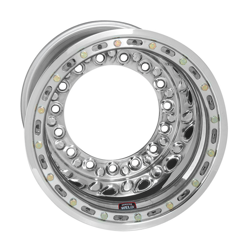 Weld Wide 5 XL 15x14 / 5x10.25 / 6 BS - Polished Shell - Polished OBL - Black Cover Wheel