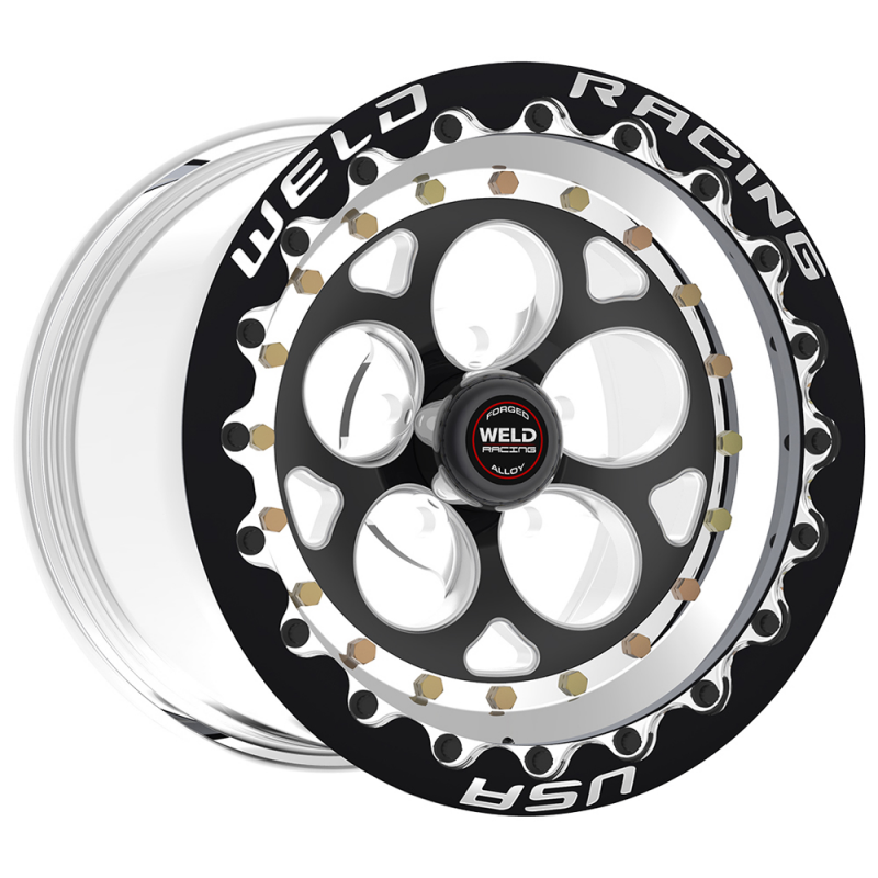 Weld Magnum III Beadlock 15X8/5x4.75/4.5 BS/3.18 HB-Black Center-Polished Shell-Black SBL MT Wheel