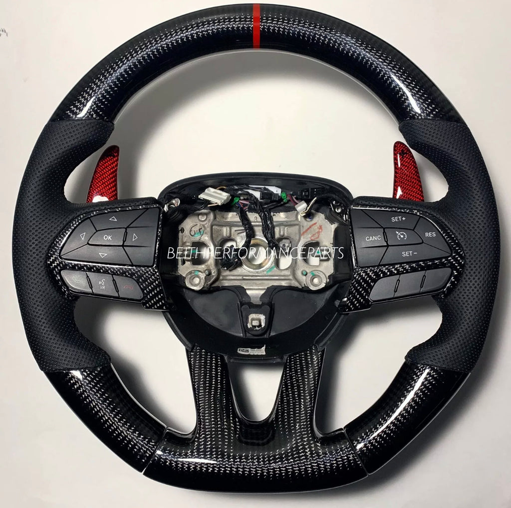 2015+ Dodge Charger/Challenger Hellcat – Carbon – Red Carbon Paddles