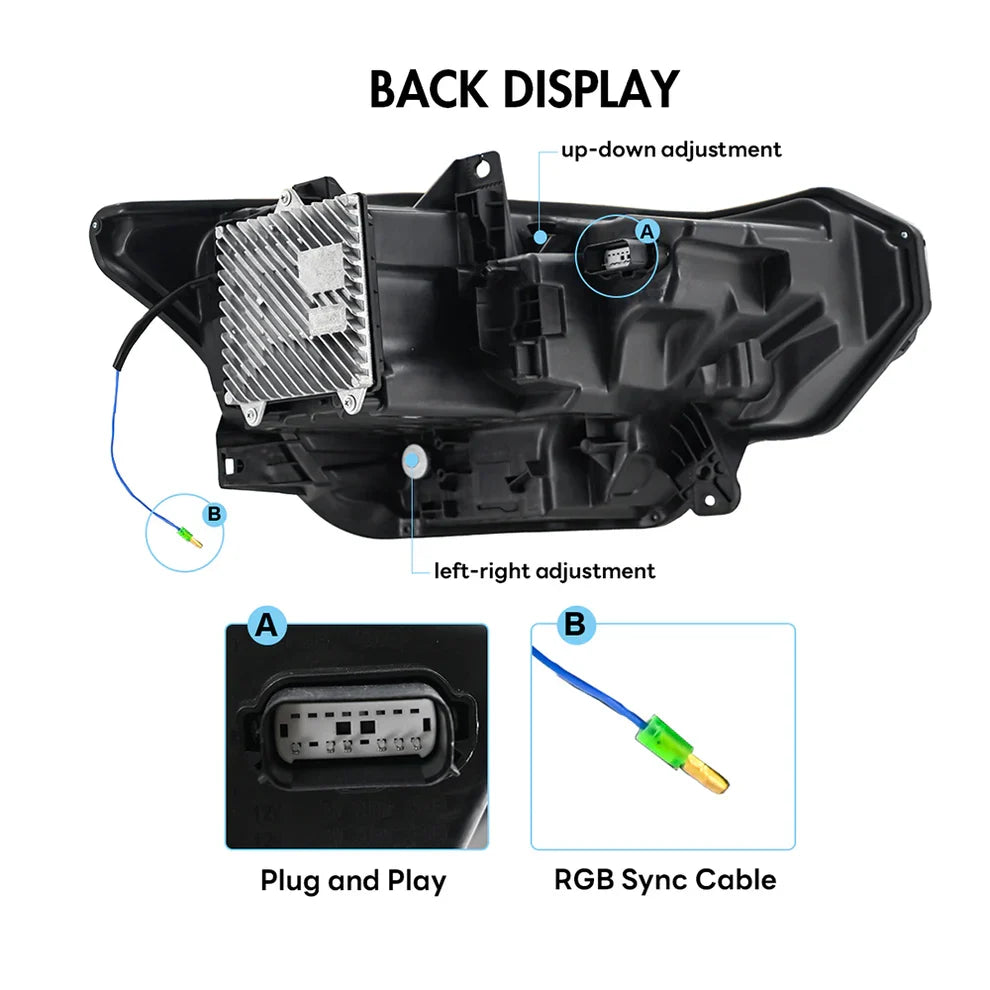 2024+ Ford Mustang RGB Triple Projector LED Headlights (Pair)
