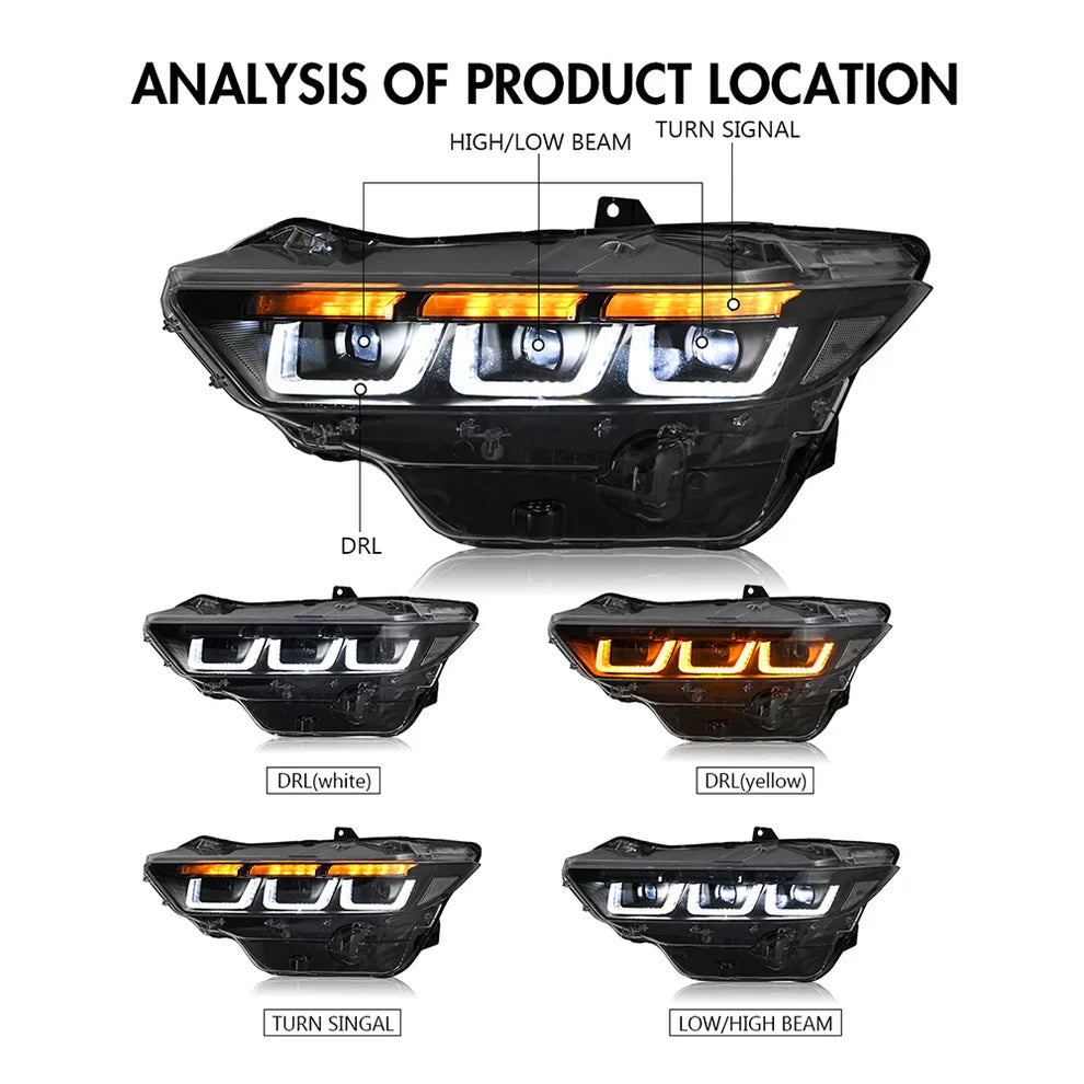 2024+ Ford Mustang Triple Projector LED Headlights (Pair)