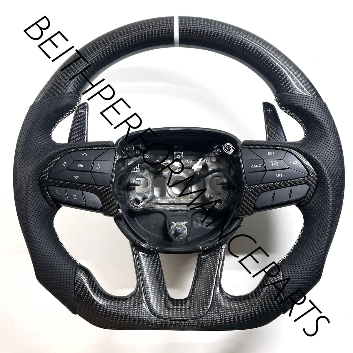 2015+ Dodge Charger/Challenger – Carbon- White Stitching