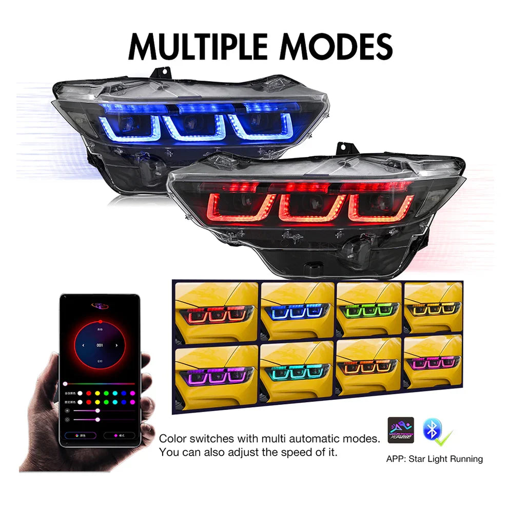 2024+ Ford Mustang RGB Triple Projector LED Headlights (Pair)