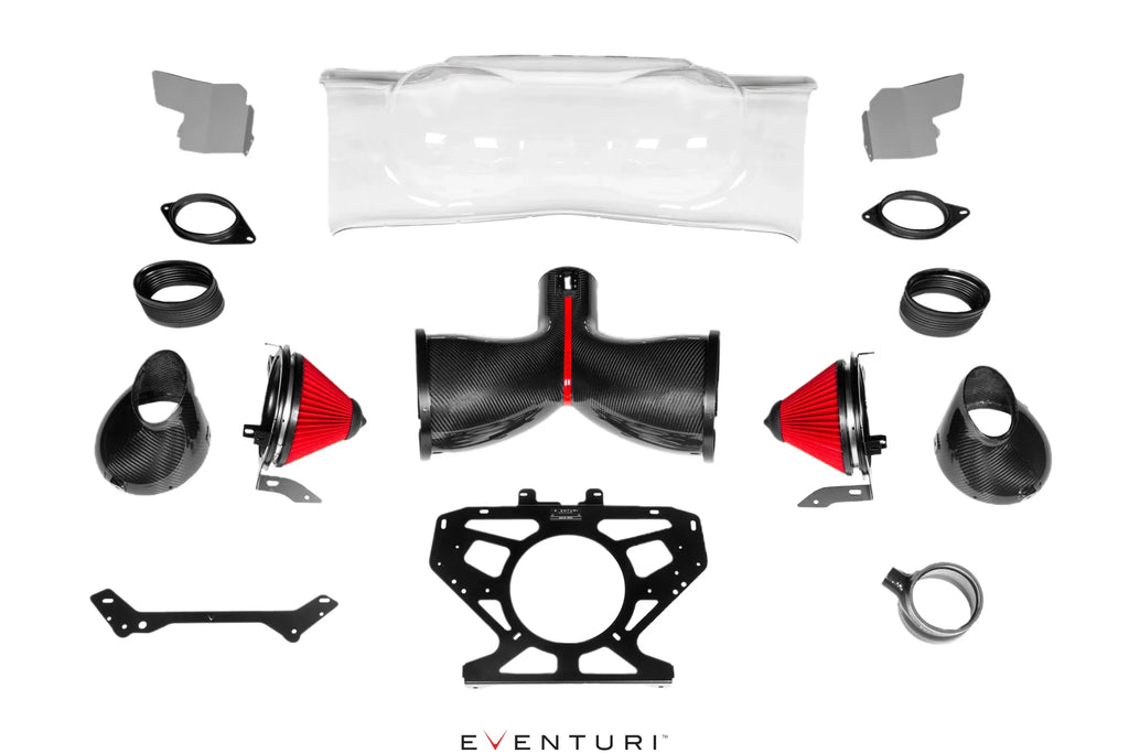 2020+ Chevrolet Corvette C8 Stingray Eventuri Carbon Fiber Intake System with Clear Lid