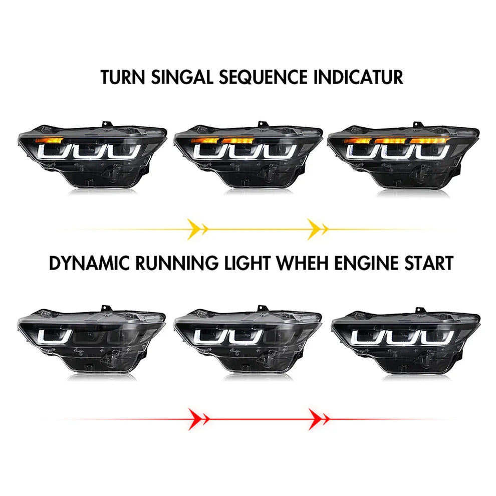 2024+ Ford Mustang Triple Projector LED Headlights (Pair)