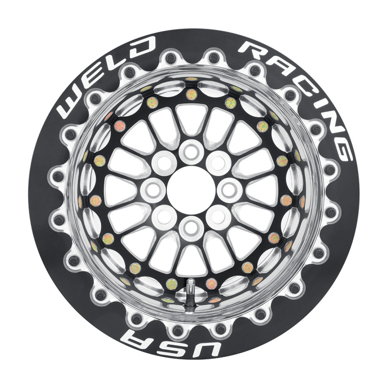 Weld Tuner Import 15x8 / 4x100 / 5 BS / 2.25 HB - Black Center - Polished Shell - Non-BL Wheel