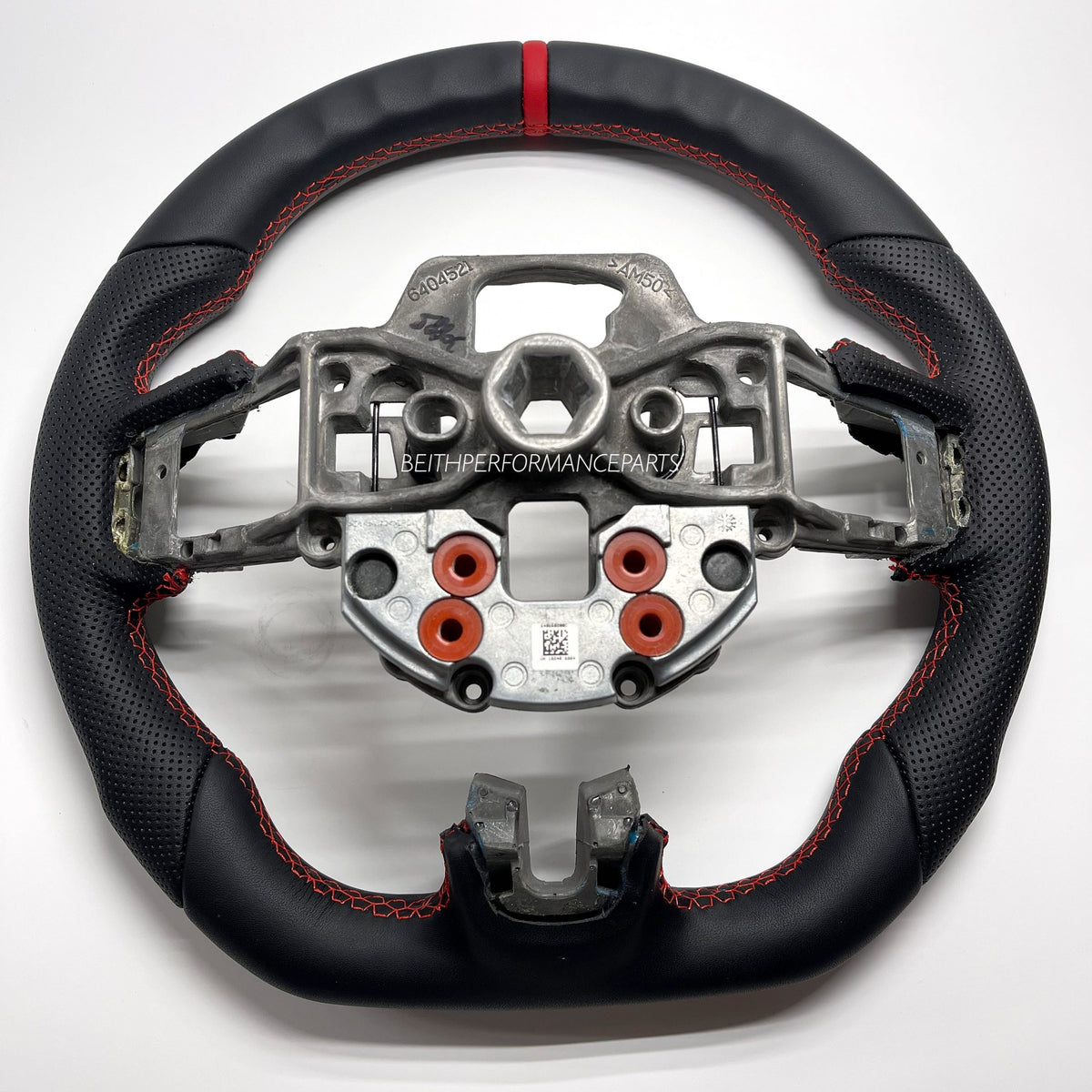 2018+ Ford Mustang Custom Leather Steering Wheel – Red Stitching