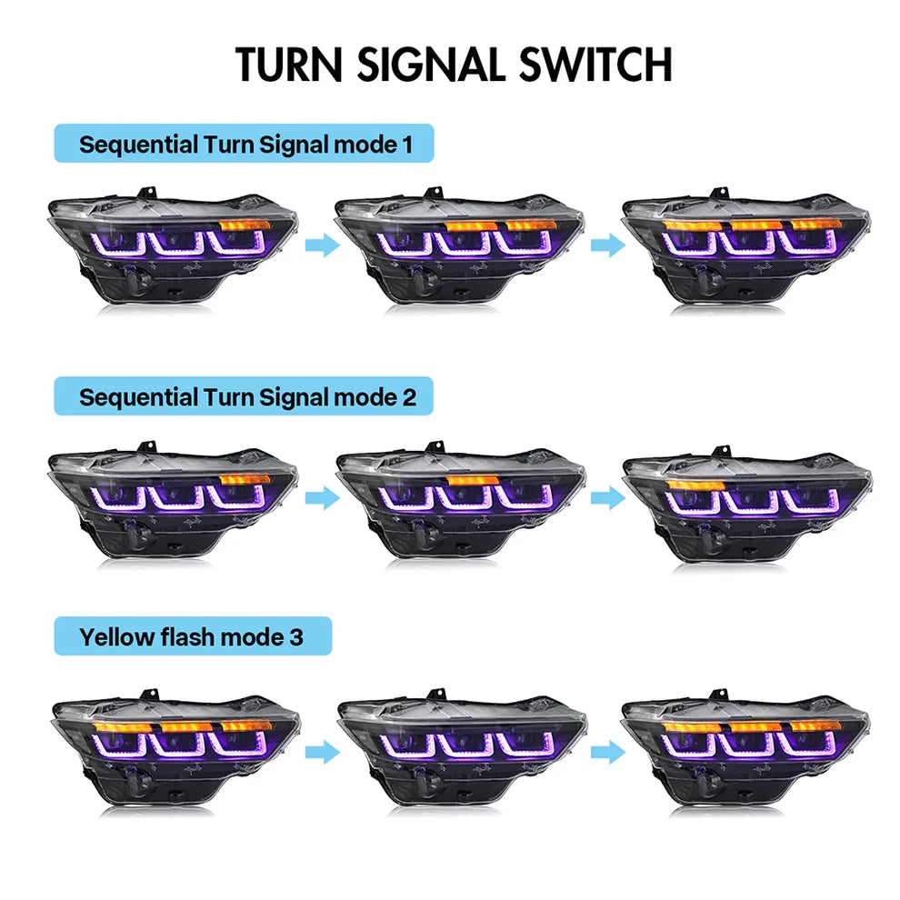 2024+ Ford Mustang RGB Triple Projector LED Headlights (Pair)
