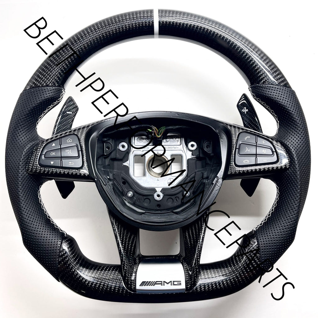 2015-2018 Mercedes – Carbon – White Stitching
