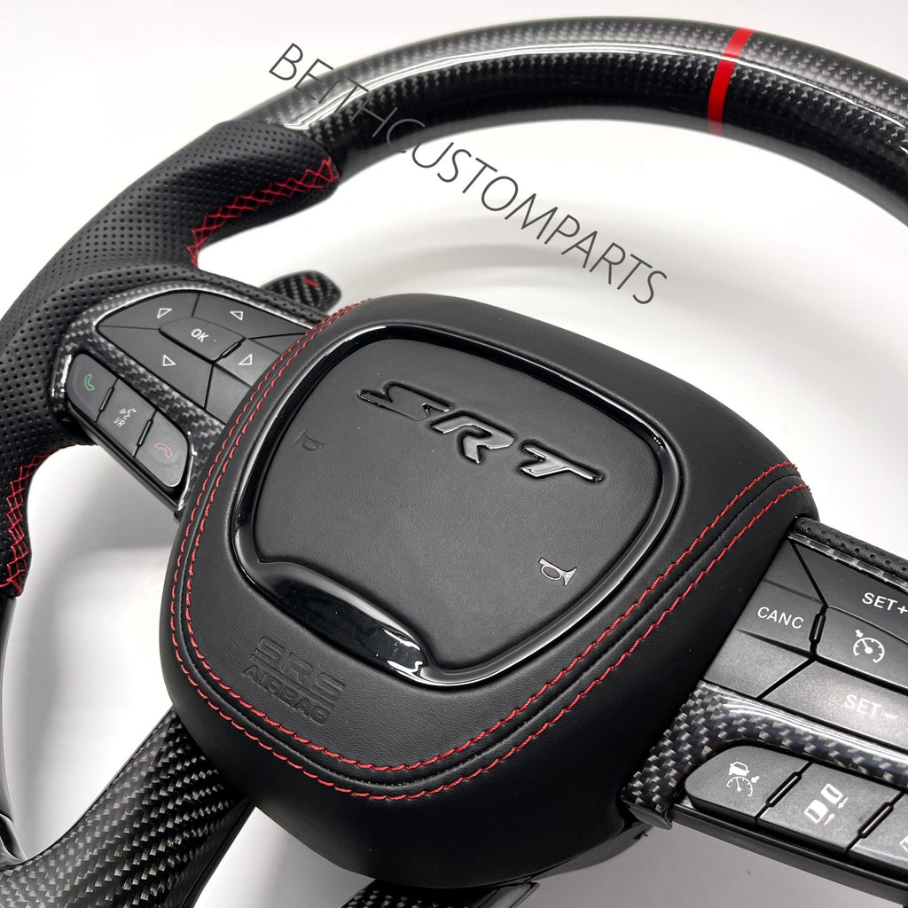 2015+ Dodge Hellcat / 2014+ Jeep SRT – Carbon – Red Stitching