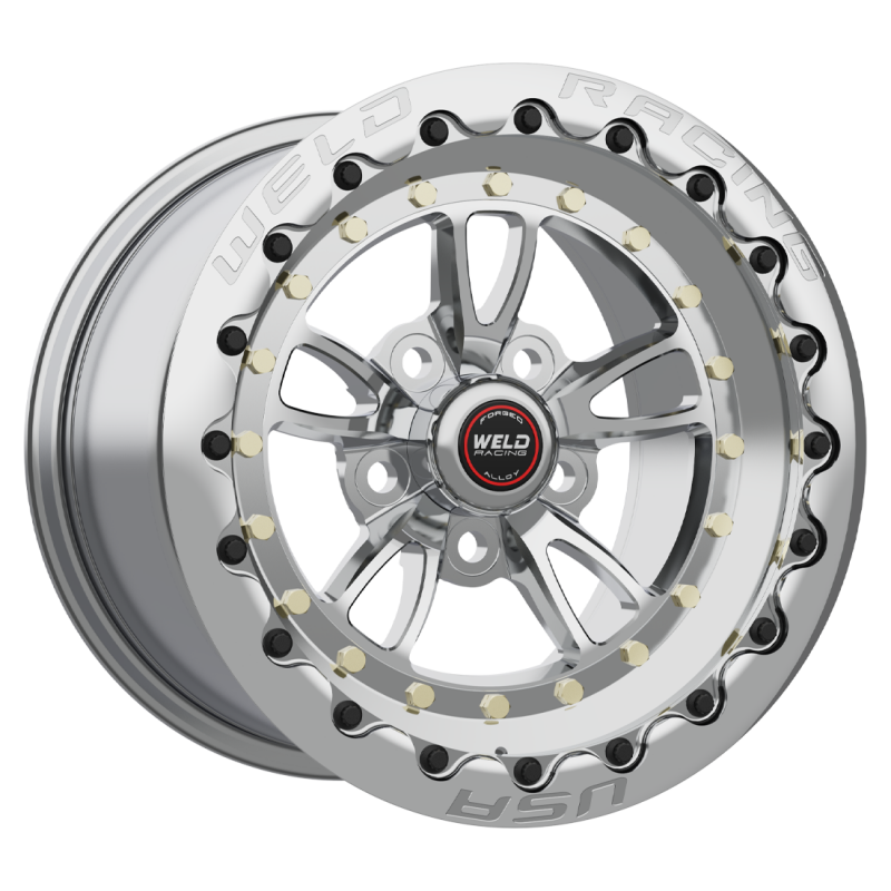 Weld Full Throttle Beadlock 15x10/5x4.5/6.5 BS/3.18 HB-Polished Cntr-Pol. Shell-Pol. SBL MT Wheel