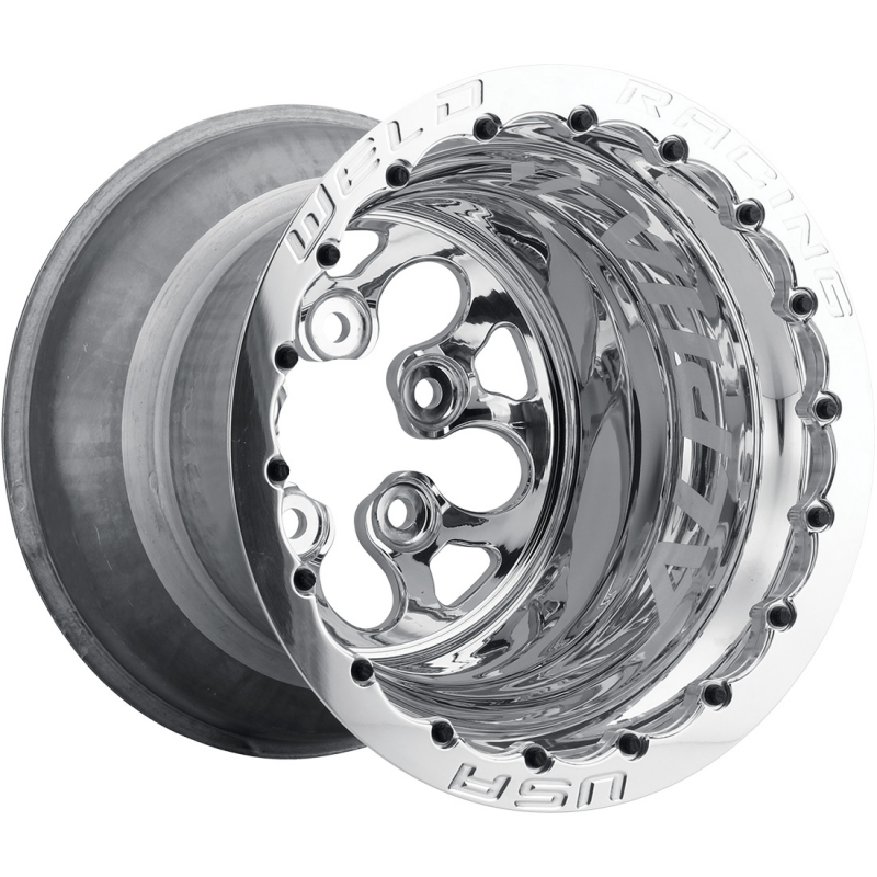 Weld Alpha-1 15x12 / 5x4.5 / 4 BS / 3.18 HB - Polished Center - Polished Shell - DBL MT Wheel