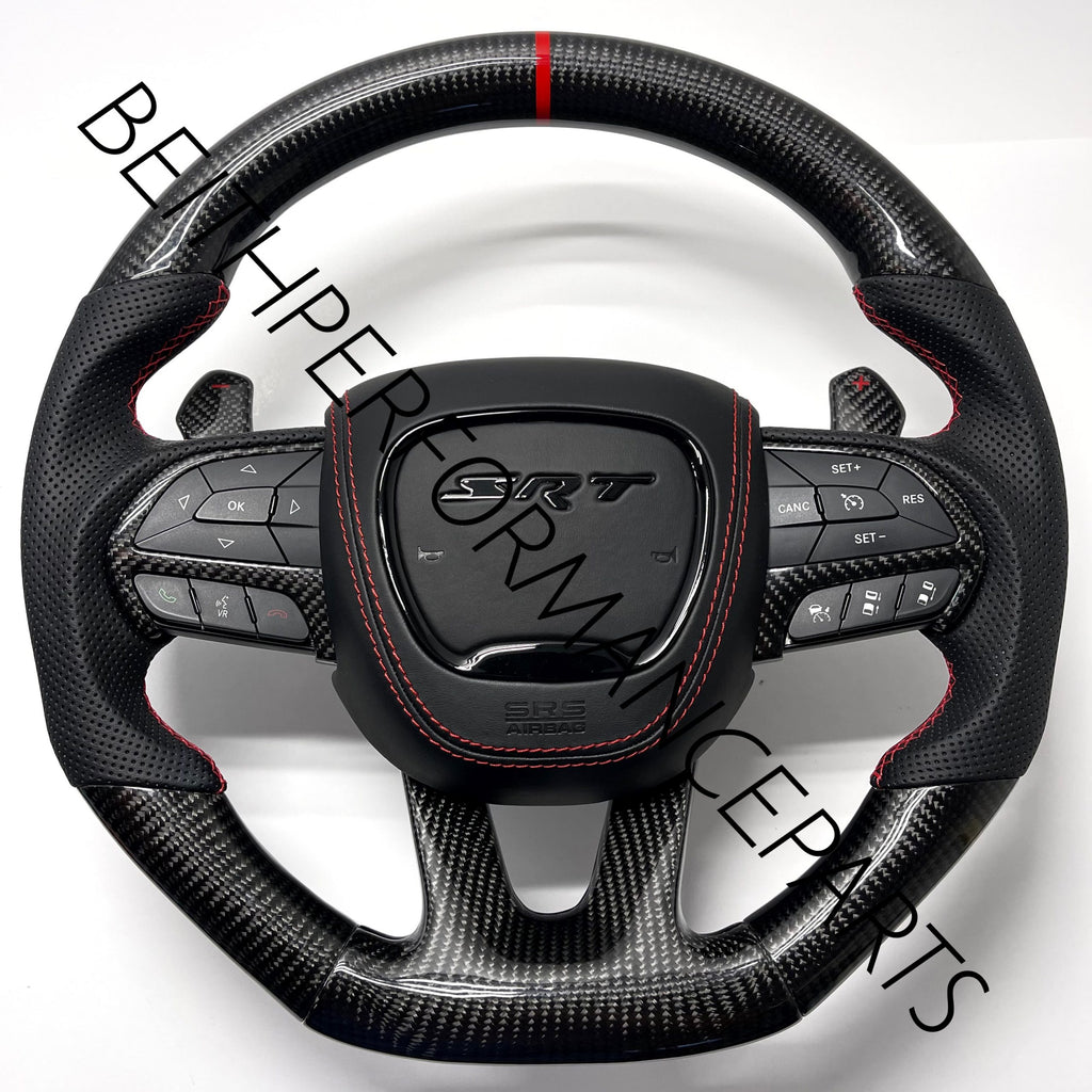 2015+ Dodge Hellcat / 2014+ Jeep SRT – Carbon – Red Stitching