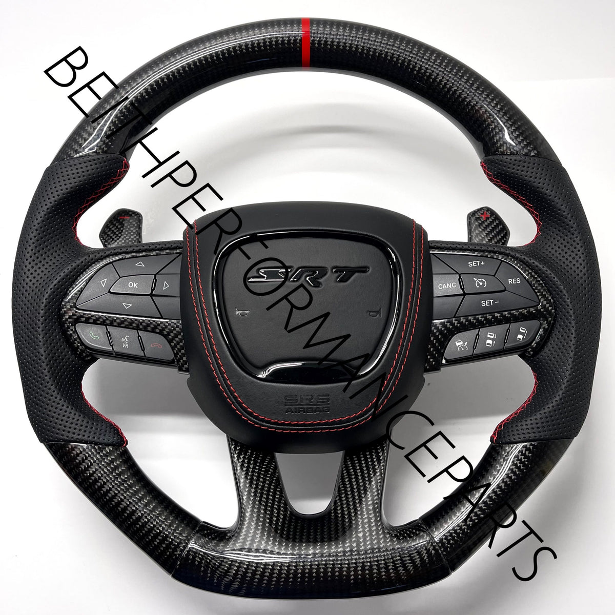 2015+ Dodge Hellcat / 2014+ Jeep SRT – Carbon – Red Stitching