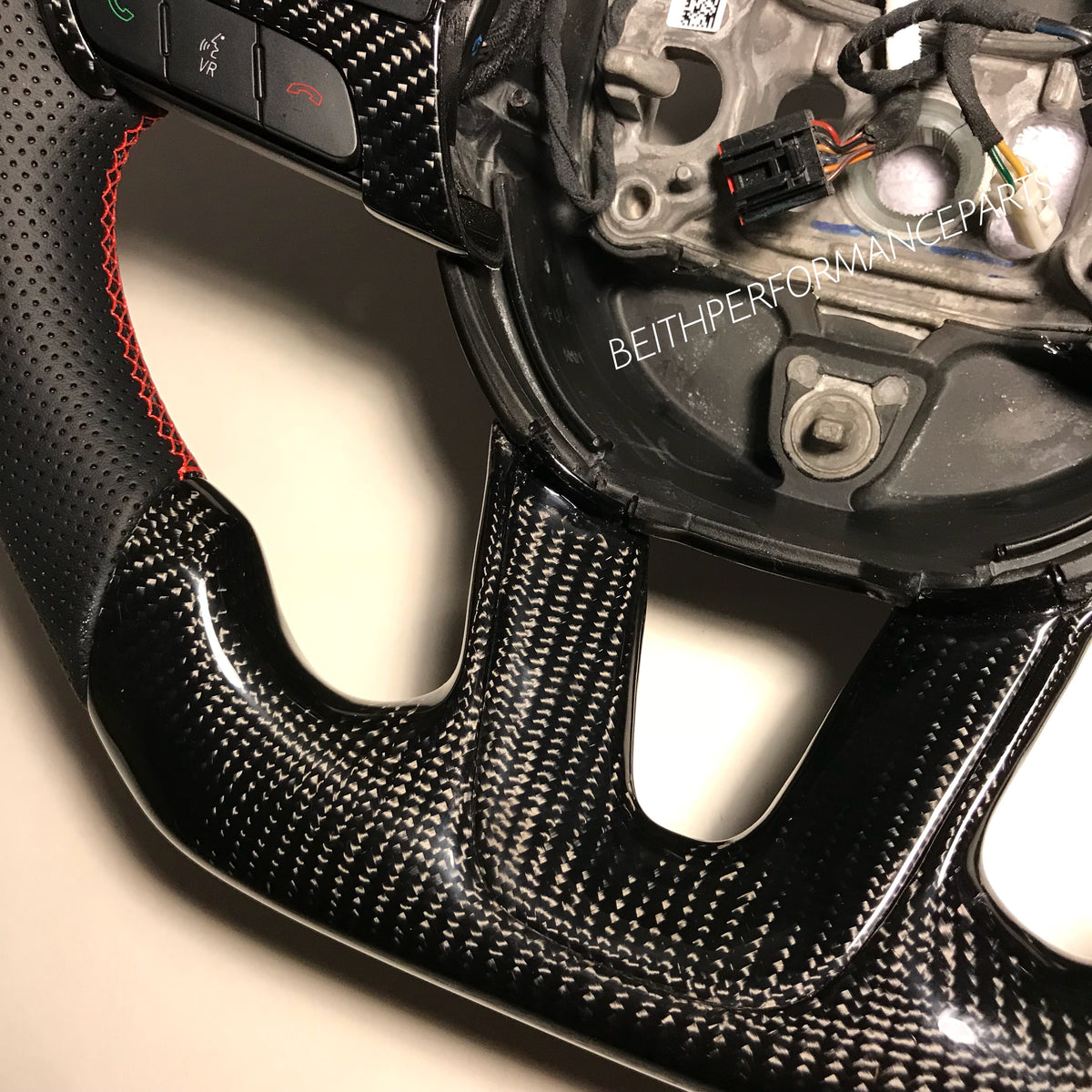 2015+ Dodge Charger/Challenger – Carbon – Red Stitch, Red Stripe – Red Carbon Paddles!