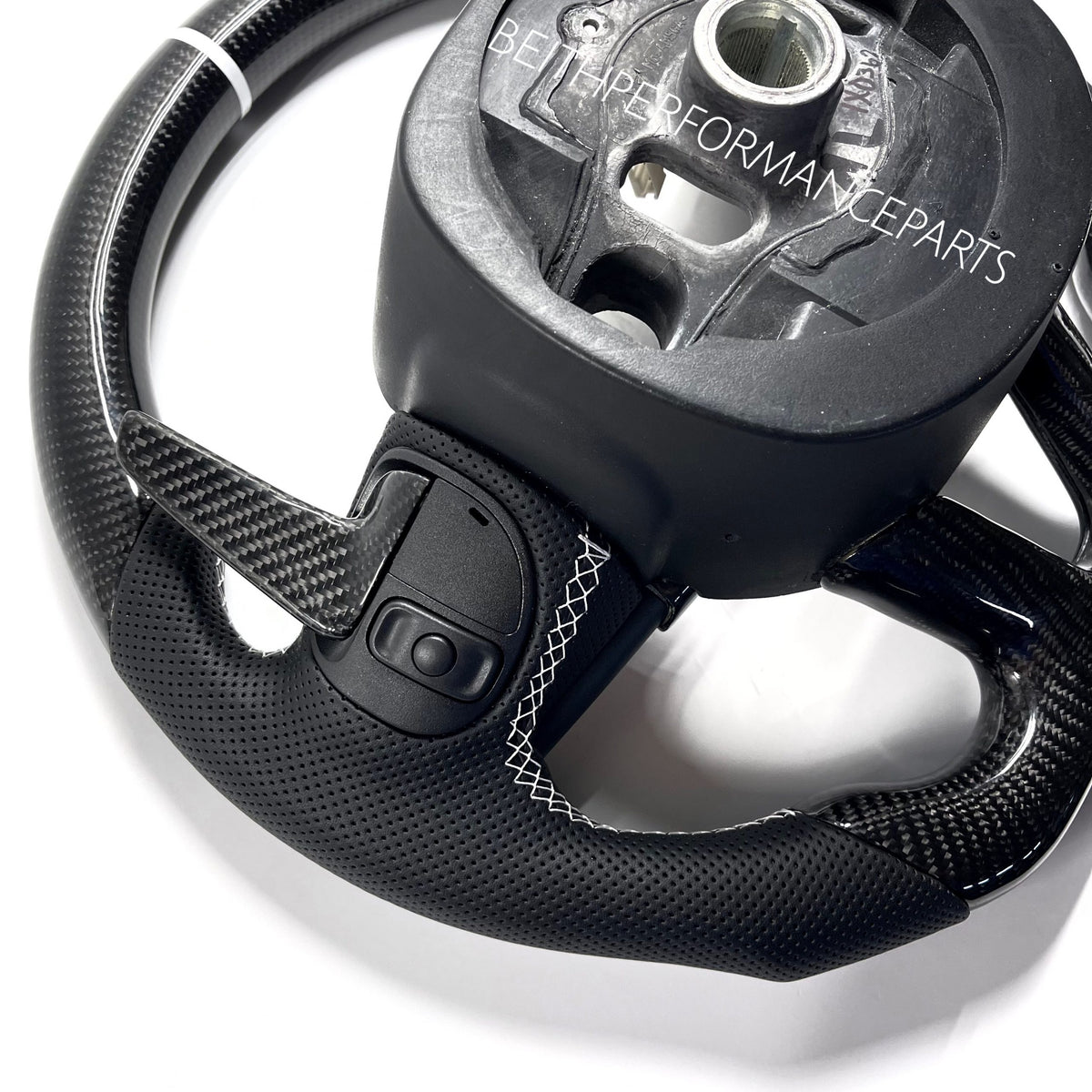 2015+ Dodge Charger/Challenger – Carbon – White Stitching , White Stripe