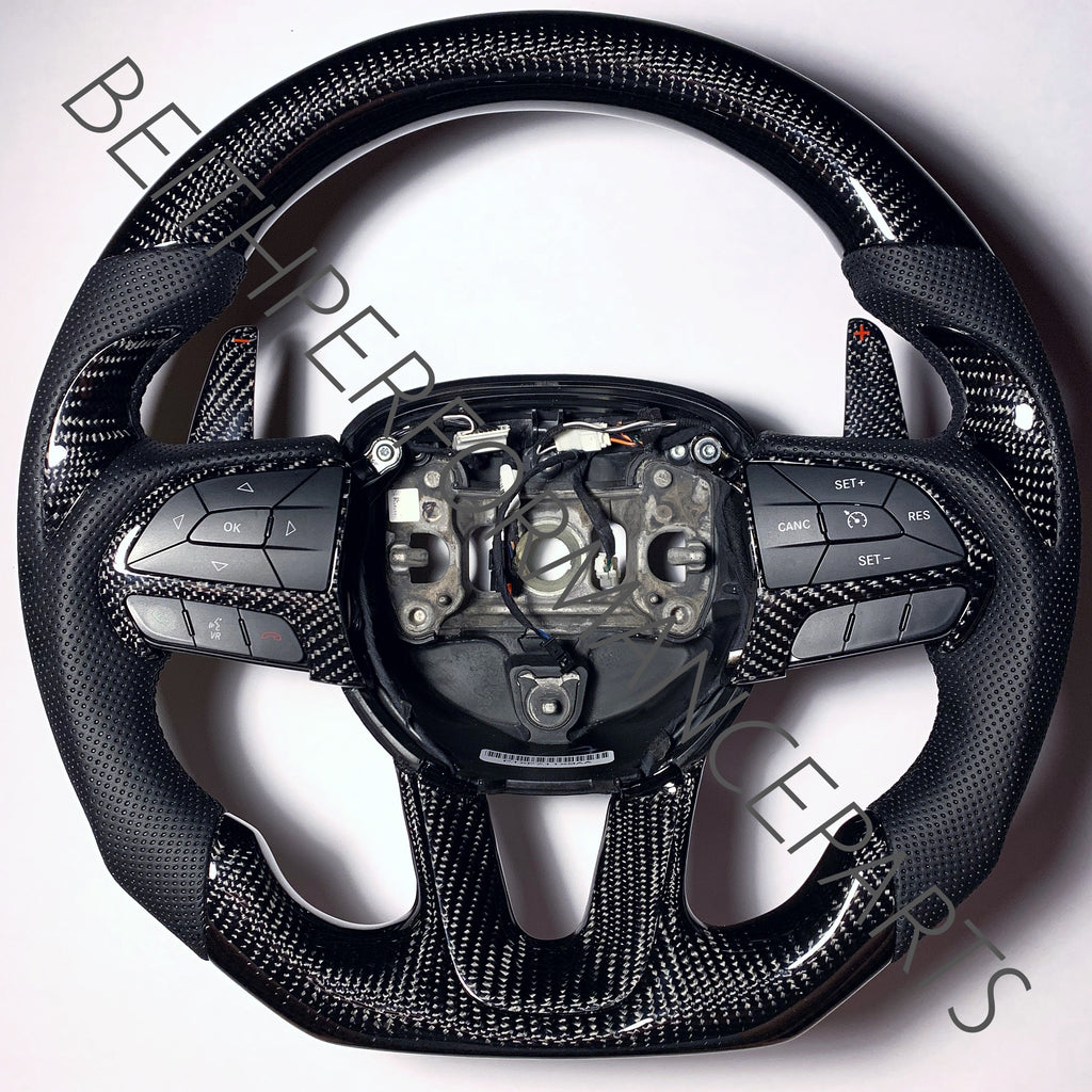2015+ Dodge Charger/Challenger – Carbon – Black Stitching