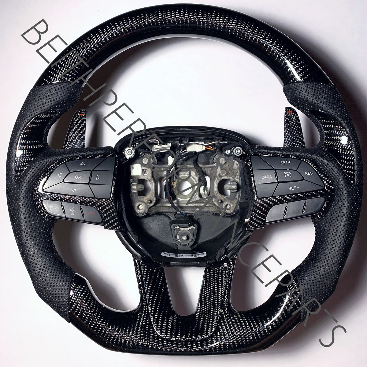 2015+ Dodge Charger/Challenger – Carbon – Black Stitching