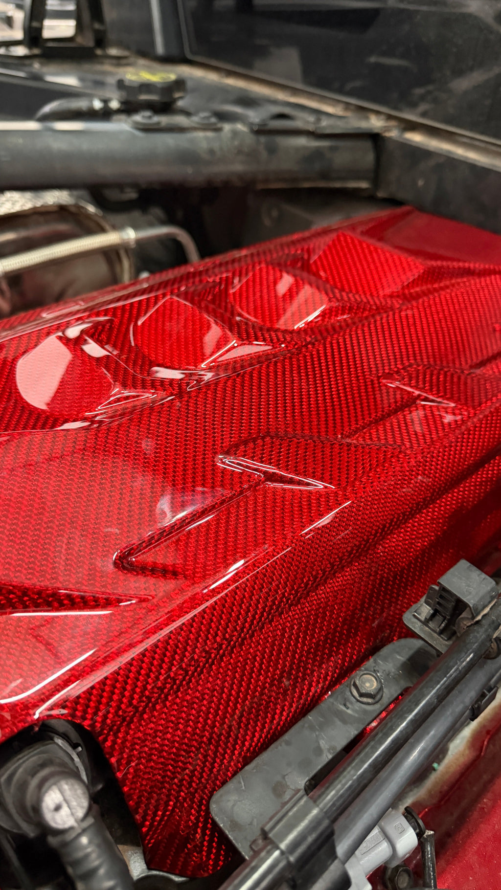 Corvette C8 Red Carbon Fiber Engine Cover