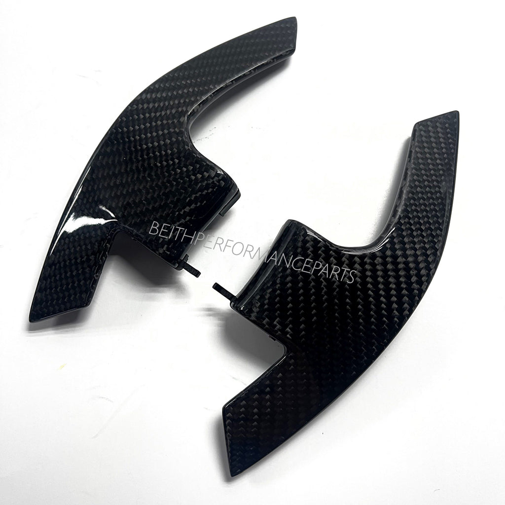 2015+ Ford Mustang – Custom Carbon Paddle Shifters (White Symbols)