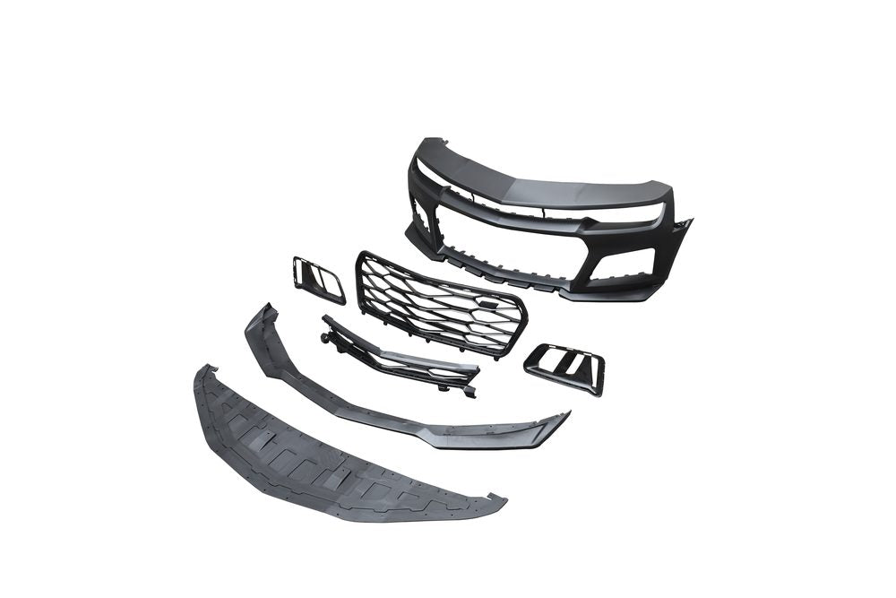 2010-2015 Chevy Camaro ZL1 Front Bumper Conversion 7pcs Full Kit Flat BLK Body Kit image 0