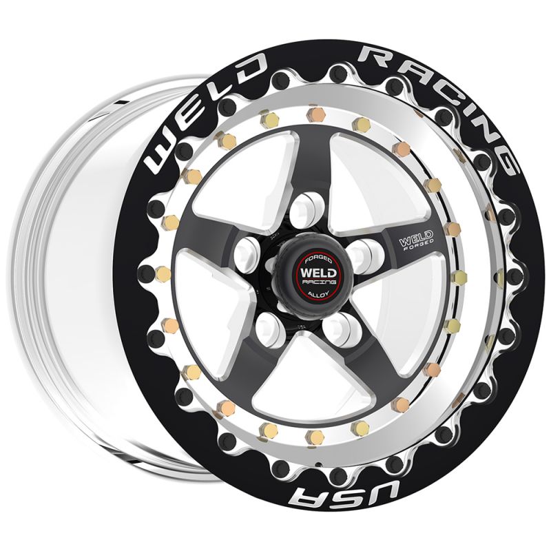 Weld Weldstar Beadlock 15x8/5x4.75/3.5 BS/3.18 HB-Black Center-Polished Shell-Black SBL MT Wheel
