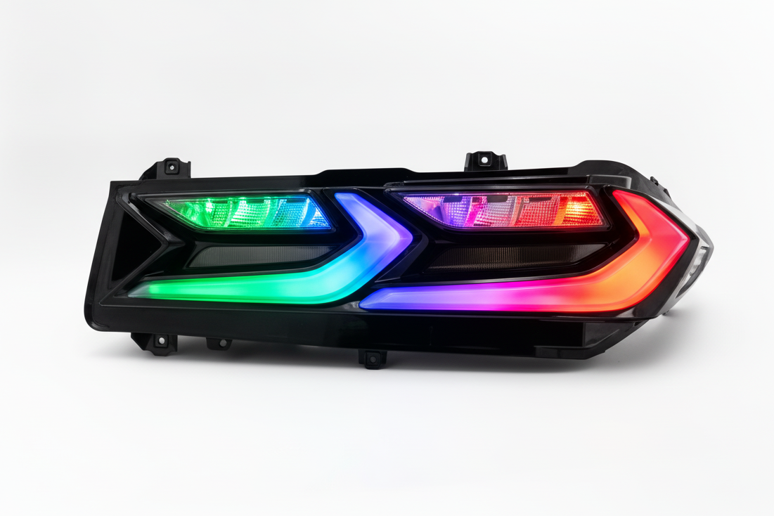 2020-2026 RGB Corvette C8 Euro Smoke Style LED Taillights Amber Sequential Pair
