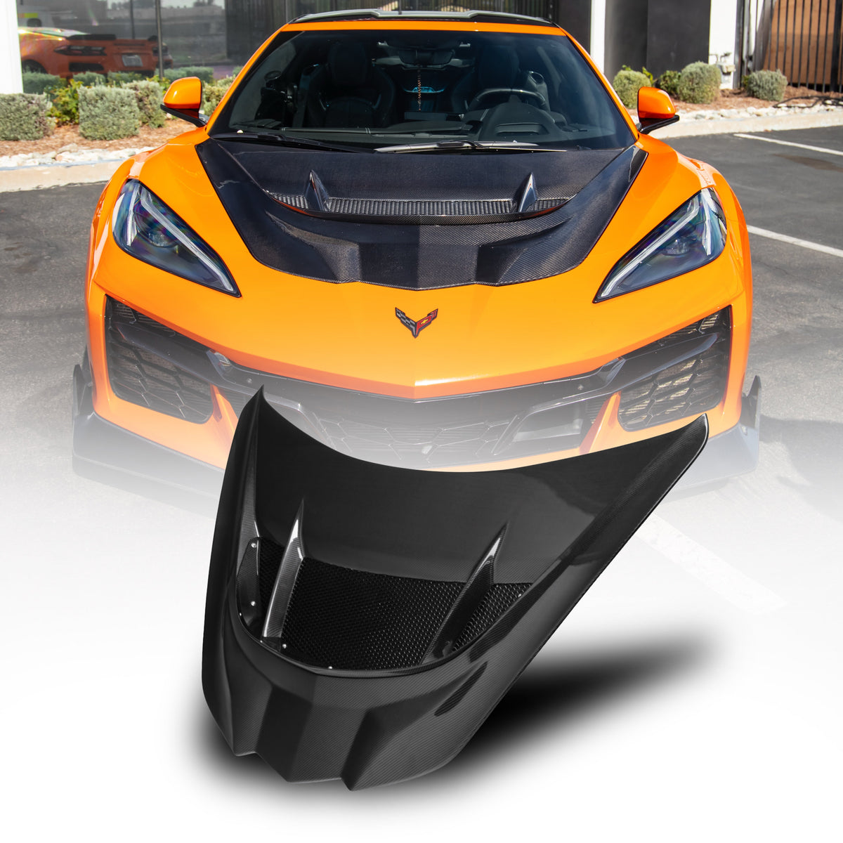 2020-2026 Corvette C8 Type-ZR1 Double Sided Carbon Fiber 2pc Hood For Stingray/Z06/E-Ray