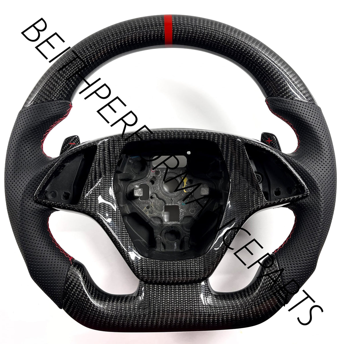 2014-2017 – Chevrolet C7 Corvette – Carbon – Red Stitching, Red Stripe