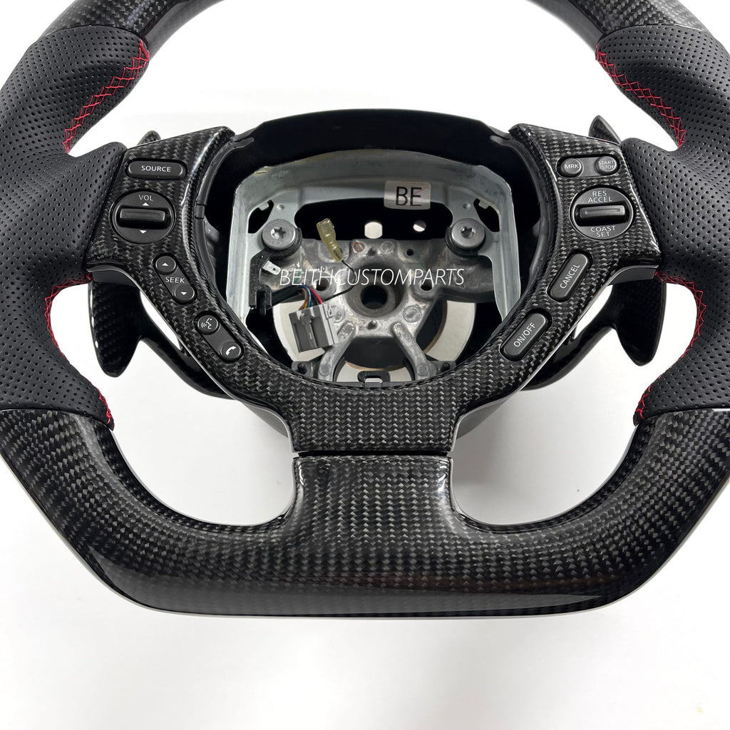 2008-16 Nissan GTR – Carbon – Red Stitching, Red Stripe