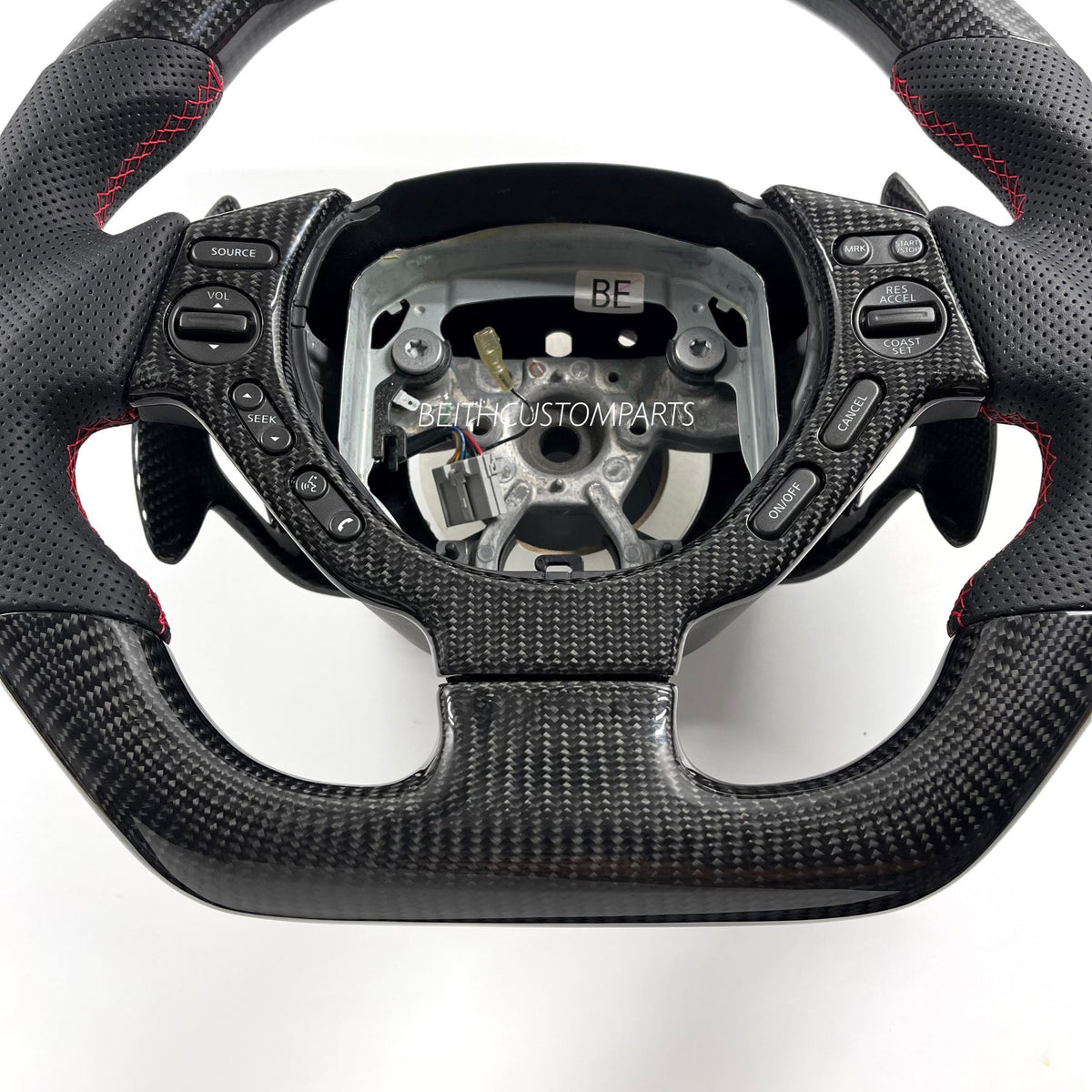 2008-16 Nissan GTR – Carbon – Red Stitching, Red Stripe