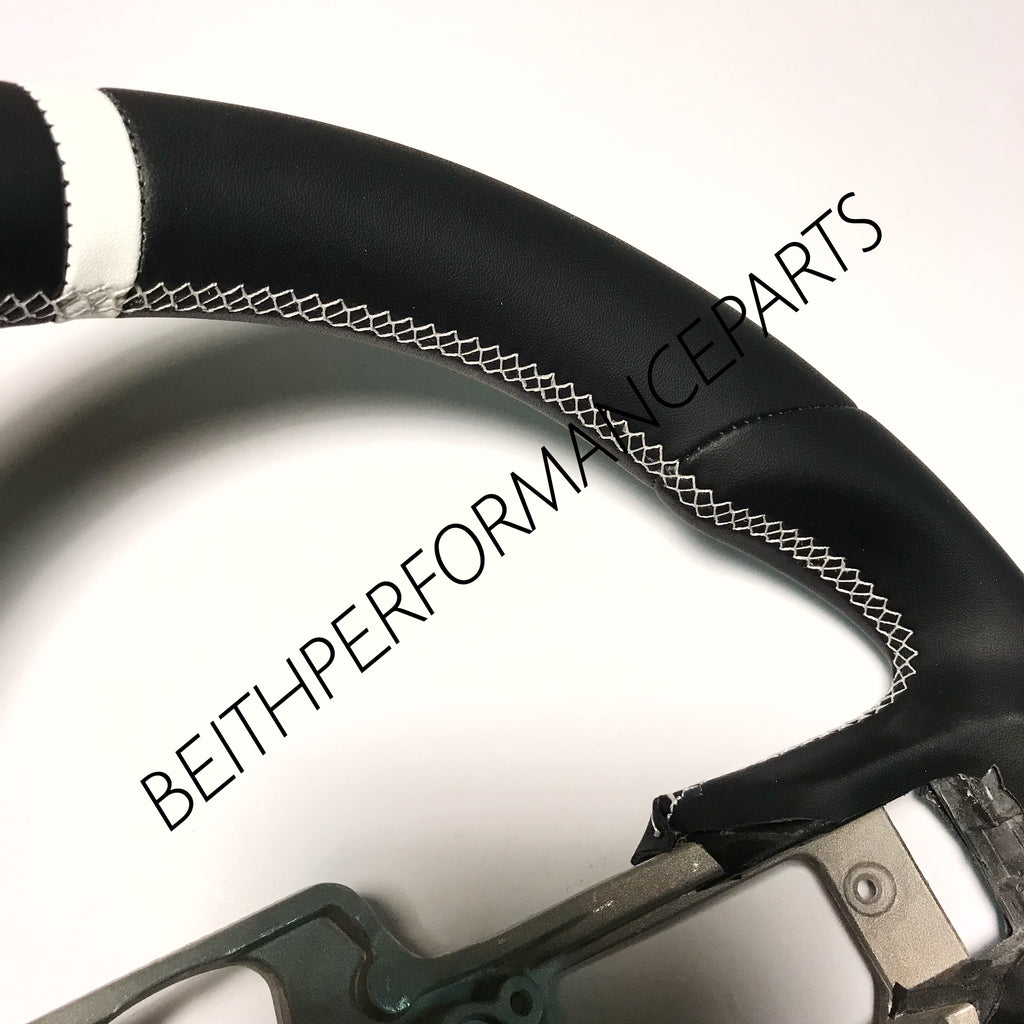 2015+ Mustang Black Leather – White Stitching , White Stripe