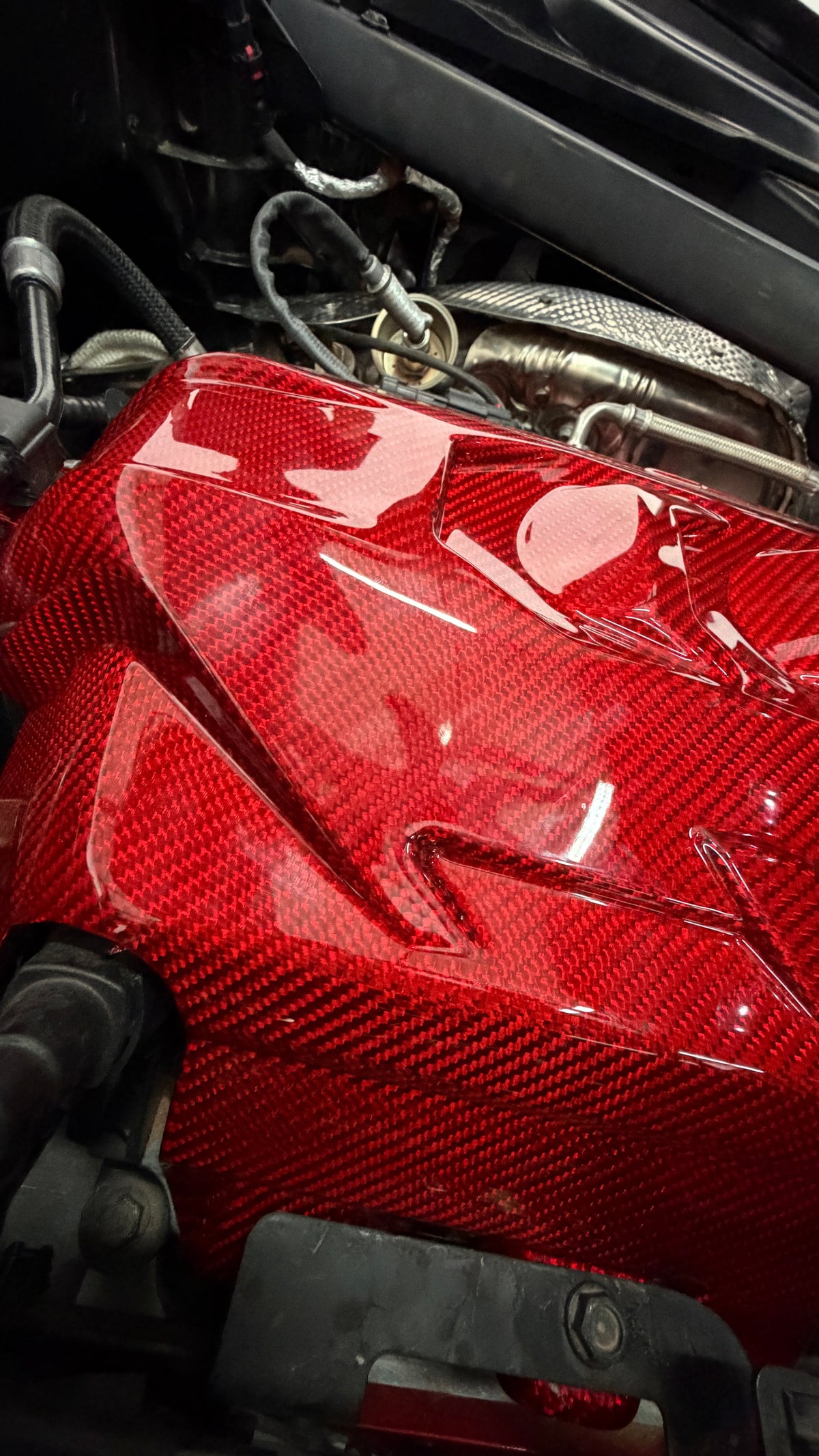 Corvette C8 Red Carbon Fiber Engine Cover