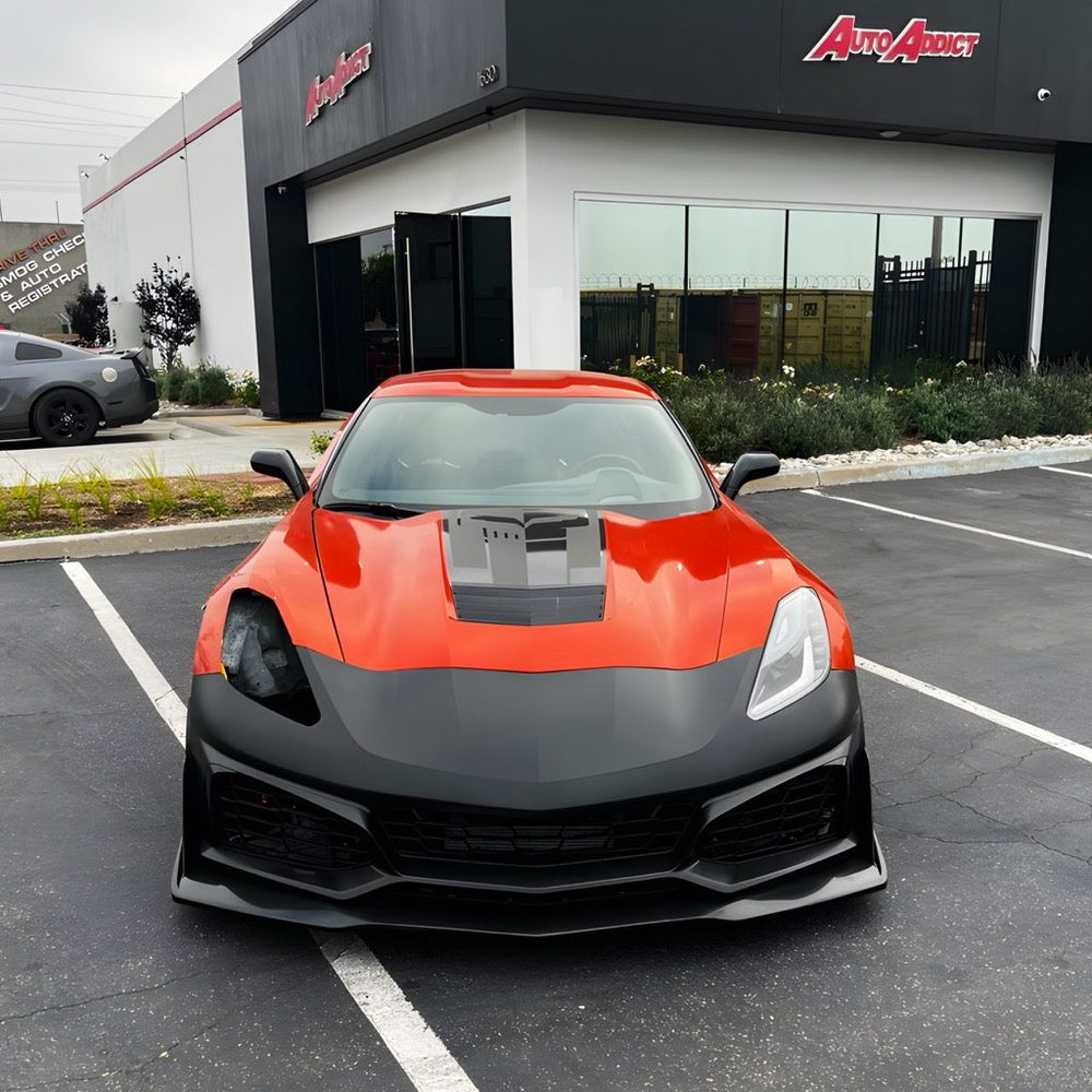2014-2019 Corvette C7 ZR1 Track Package Front Bumper Conversion 18pcs Full Kit Flat BLK image 0