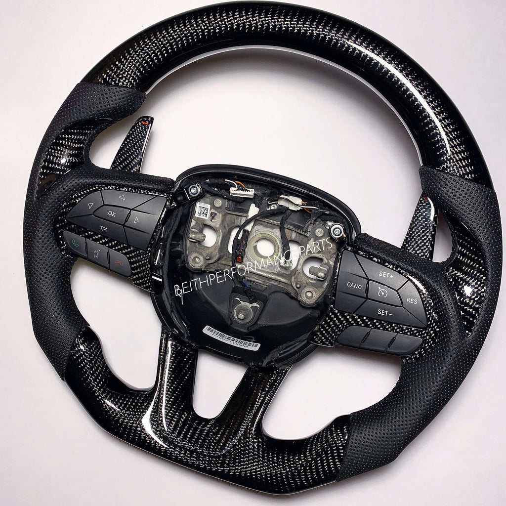 2015+ Dodge Charger/Challenger – Carbon – Black Stitching