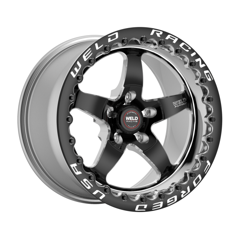 Weld S71 Beadlock 15x11/5x115/6.5 BS/3.18 HB - Black Center - Polished Shell - Black SBL MT Wheel