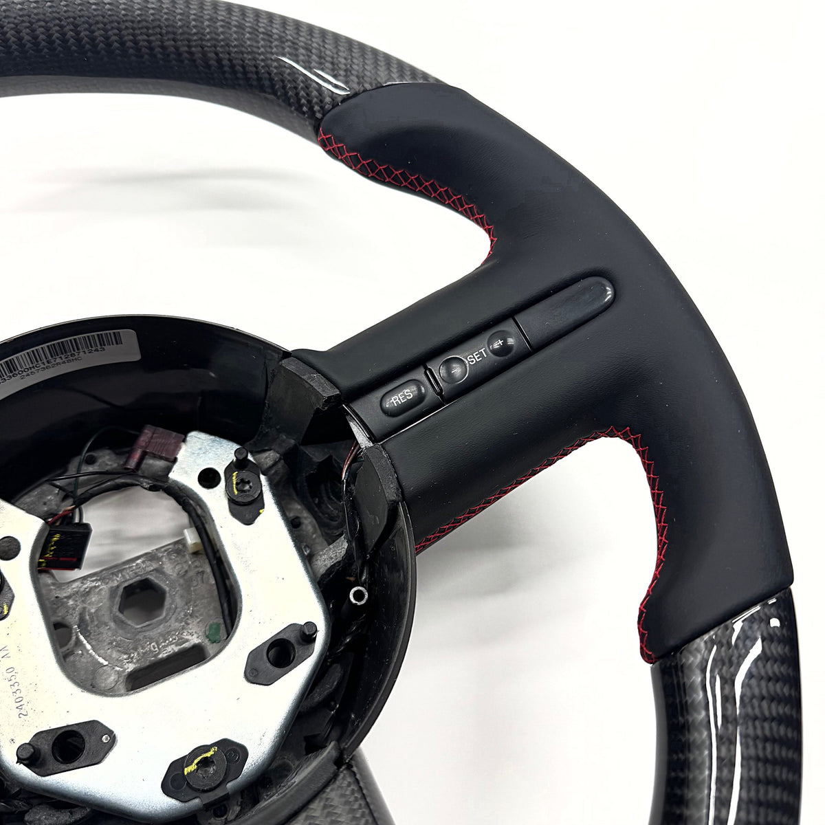 2005-2009 Ford Mustang GT500 Carbon Fiber Steering Wheel - Red Stitch image 3