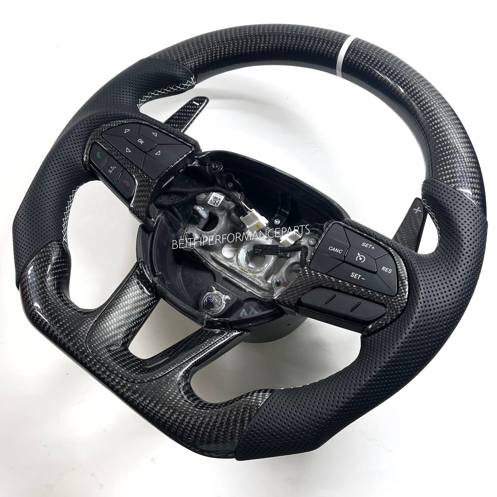2015+ Dodge Charger/Challenger – Carbon- White Stitching