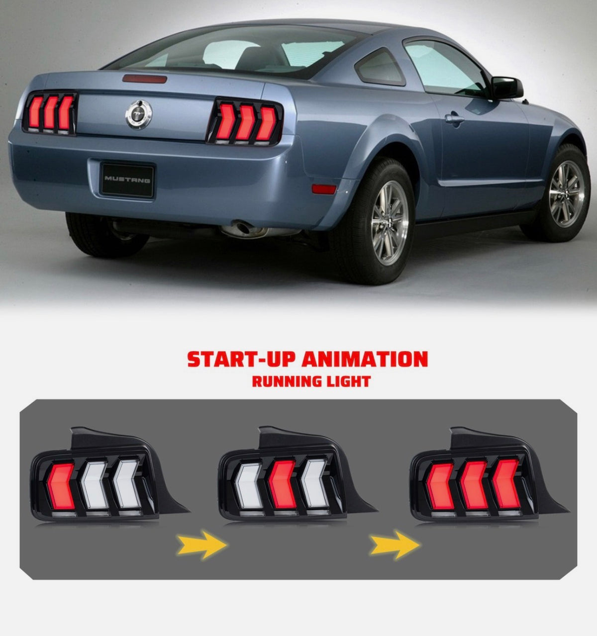 2005-2009 Ford Mustang S197 LED Sequential Taillights - Smoked Lens (Pair)