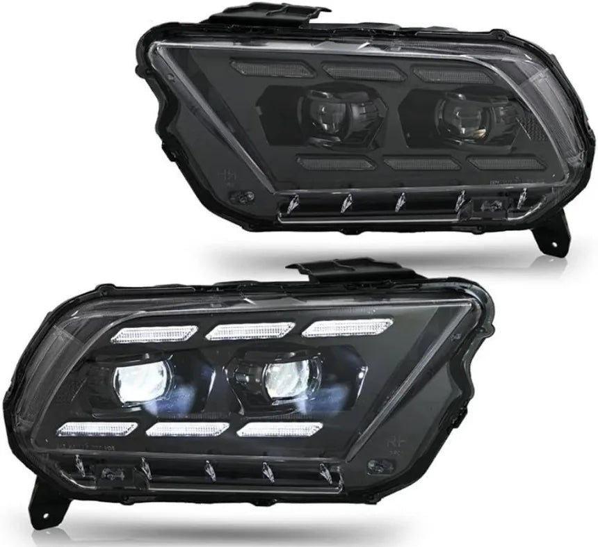 2010-2014 Ford Mustang S197 Dual LED Projector Headlights – Black Housing image 1
