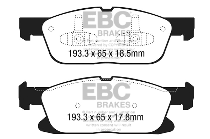 EBC 15+ Ford Edge 2.0 Turbo FWD Yellowstuff Front Brake Pads