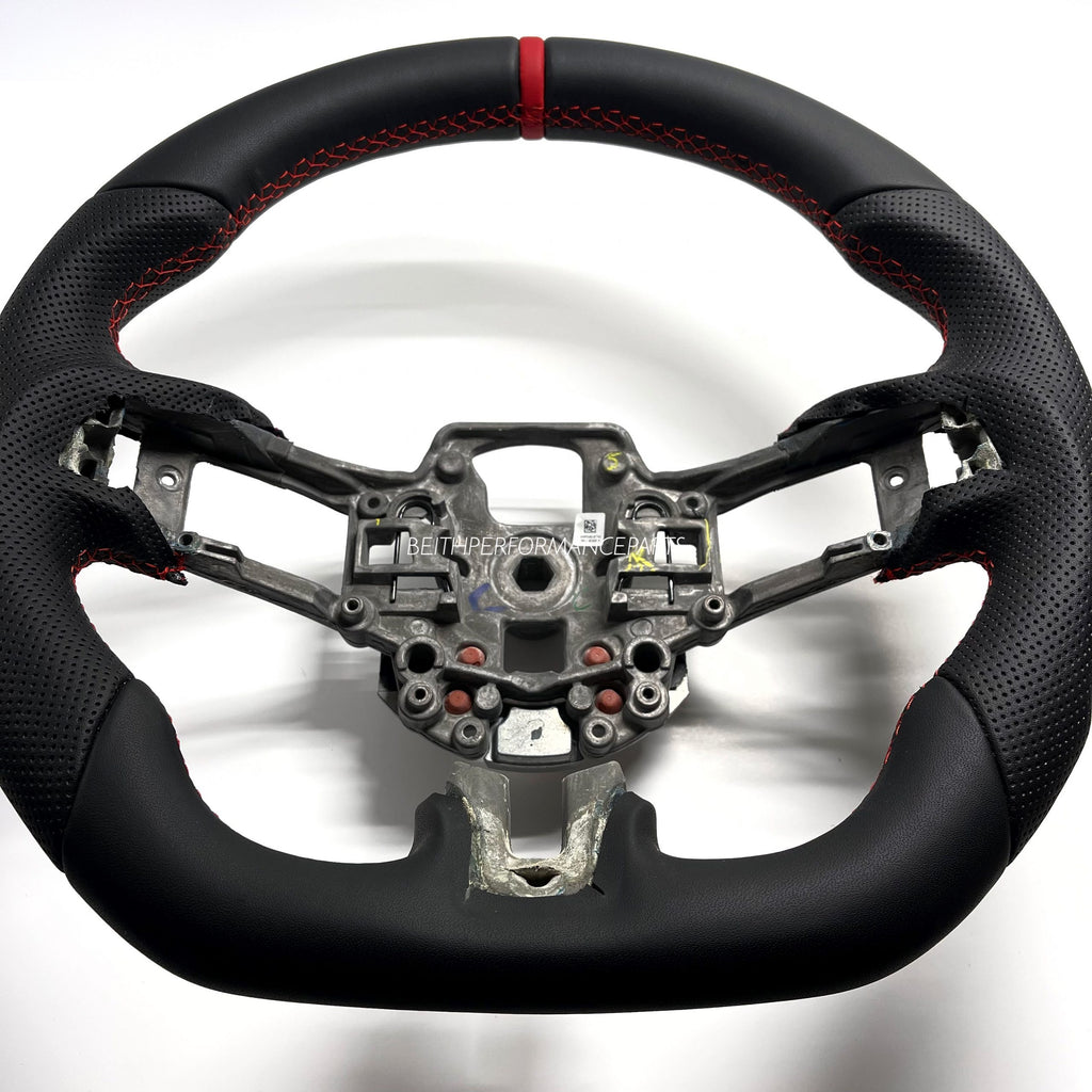 2018+ Ford Mustang Custom Leather Steering Wheel – Red Stitching