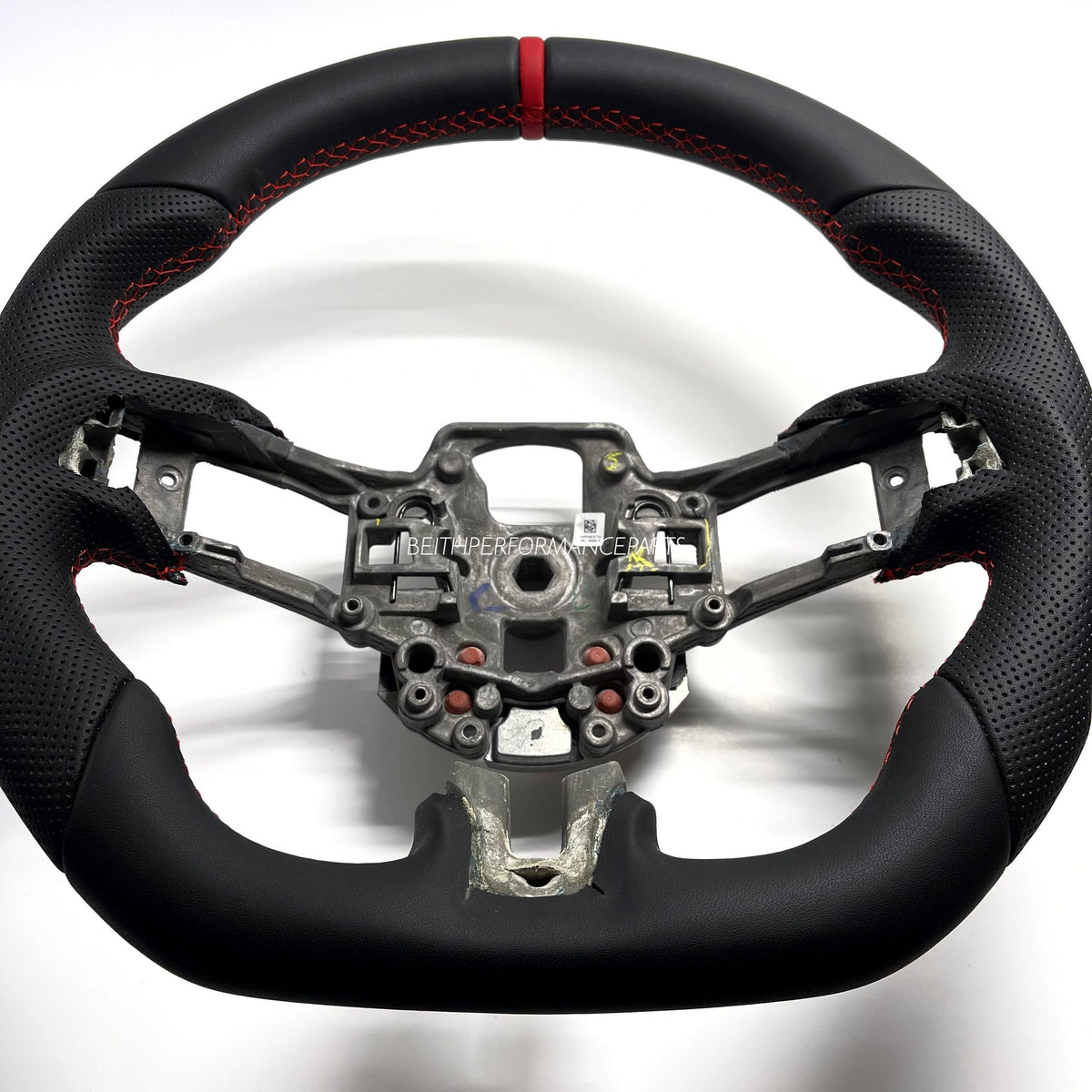 2018+ Ford Mustang Custom Leather Steering Wheel – Red Stitching
