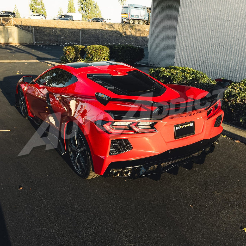 2020-2025 Corvette C8 Stingray EVO Kit Bundle - Front Splitter, Side Skirts & Shark Fin Diffuser