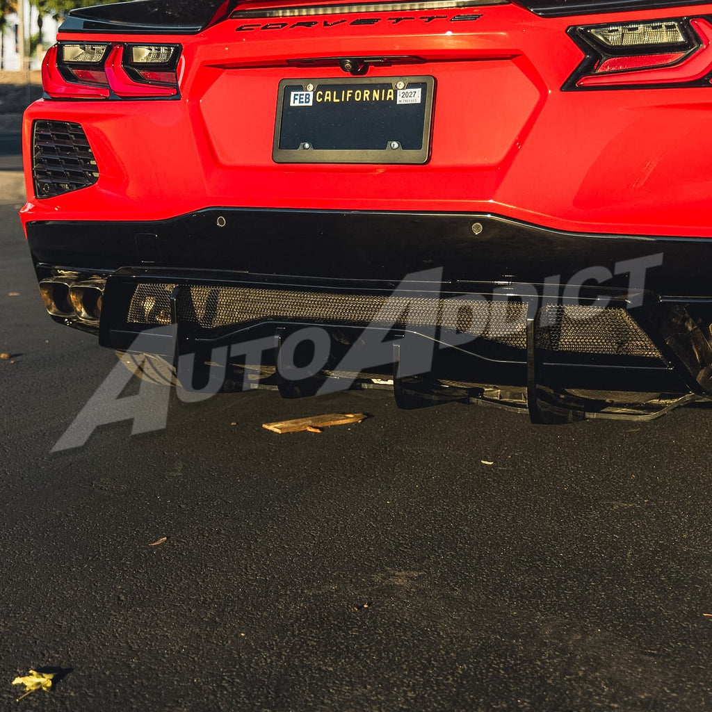 2020-2025 Corvette C8 Stingray EVO Kit Bundle - Front Splitter, Side Skirts & Shark Fin Diffuser